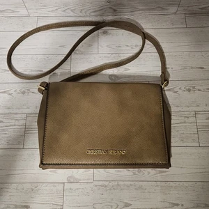 Bolso bandolera de cuero granulado sintético tostado - Imagen 1 de 10