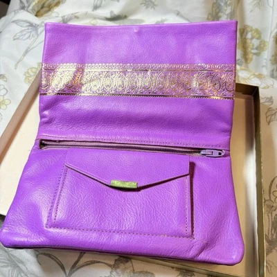 Vintage Purple Grab Bag by EK Travel Clutch w/ Gold Trim & Original Box RARE - Image 1 of 4