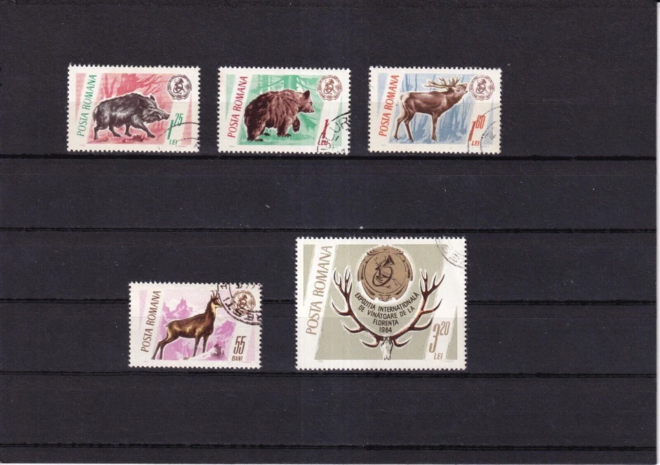 Sellos usados SA37b Rumania 1965 exposición de caza internacional Florencia Foto 1 de 1