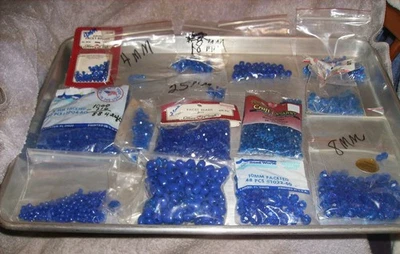 3162 PC SAPPHIRE BLUE FACETED BEADS 6 8 10MM & 1480 RONDELLES CRAFTS NEW/USED PK - Image 1 of 4