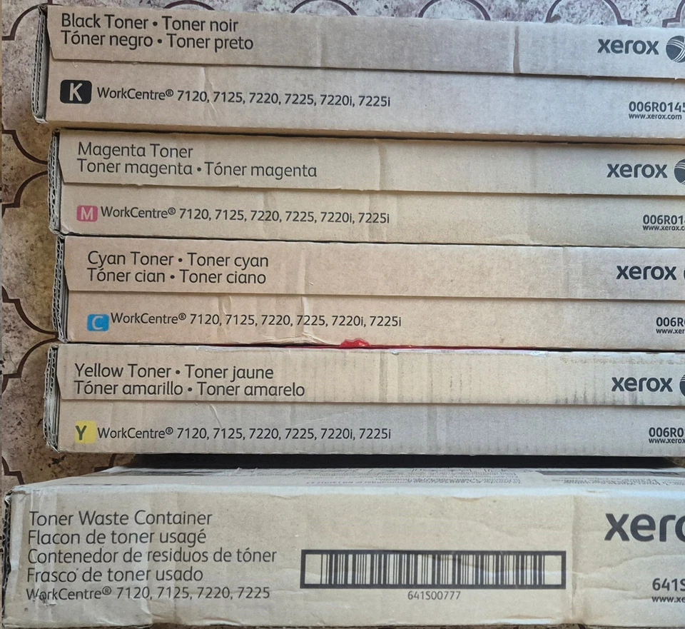 Xerox Toner Set Black Cyan Yellow Magenta WorkCentre 7120 7125 7220 7225 NEW - Image 1 of 1