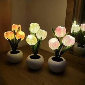 LED Tulpe Nachtlicht USB Blumenlampe - Künstlicher Blumenstrauß Wohndeko - Bild 1 von 14