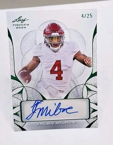 JALEN MILROE 2024 LEAF /25 AUTO TRINITY FOOTBALL CLEAR PROSPECT SSP SEAHAWKS  - Picture 1 of 3