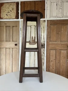 Vintage French Oak Plant Stand Or Tall Stool Bar Stool - Foto 1 di 9