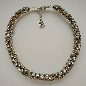 Autentica collana BCBGMAXARIA maglia strass corda stile girocollo lunghezza catena - Foto 1 di 3