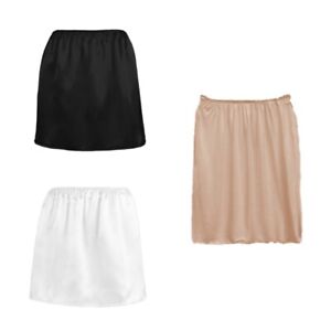 Women Safety Skirt Satin Half Slip Underskirt Petticoat Under Dress Mini Skirt