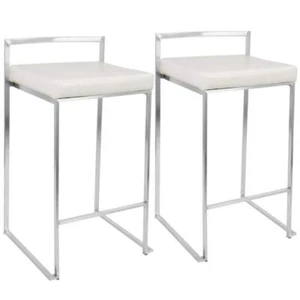 Lumisource Counter Stool Stackable Fuji White (2-Set) - Picture 1 of 6