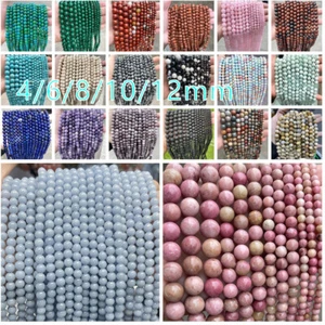 Wholesale Natural Mixed Gemstone Round Spacer Beads 4mm 6mm 8mm 10mm 12mm Pick - Picture 1 of 58