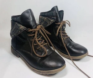 Rock & Candy by Zigi Women's Size 6M Brown Spraypaint Lace-Up Fold Over Boots - Picture 1 of 16