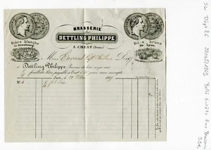 Dépt 26 - Crest - Belle Entête Rare Brasserie Dettling Philippe du 22/05/1869 - Picture 1 of 1
