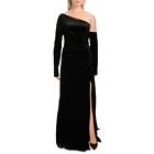 Donna Karan Damen schwarz asymmetrisch lang formell Abendkleid 10 BHFO 8276