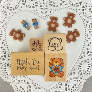 Vintage teddy bear rubber stamps buttons craft embellishments - Picture 1 of 6