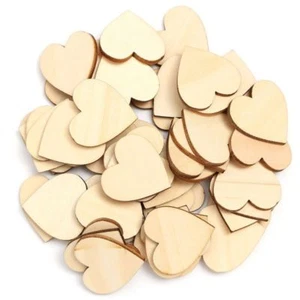 52 PCS - Wooden Heart shapes Laser Cut Embellishments Craft Decoration Home - Picture 1 of 1