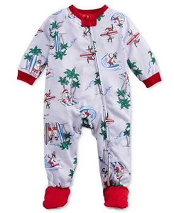 Family Pajamas Infants Surfing Santa Footed Pajamas - Picture 1 of 2