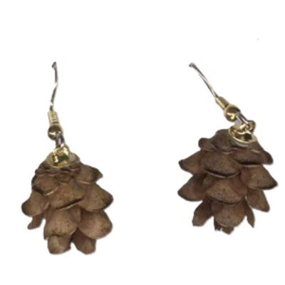 PENDIENTES MINI PIÑONES NATURALES Semilla Vaina Otoño Invierno Vacaciones Disfraz Joyería Foto 1 de 2