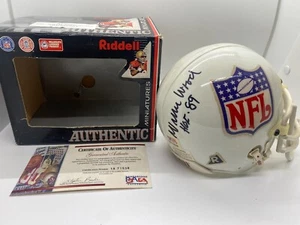 NFL Hall of Fame Signed Auto Mini Helmet WILLIE WOOD Green Bay Packers PSA COA - Picture 1 of 16