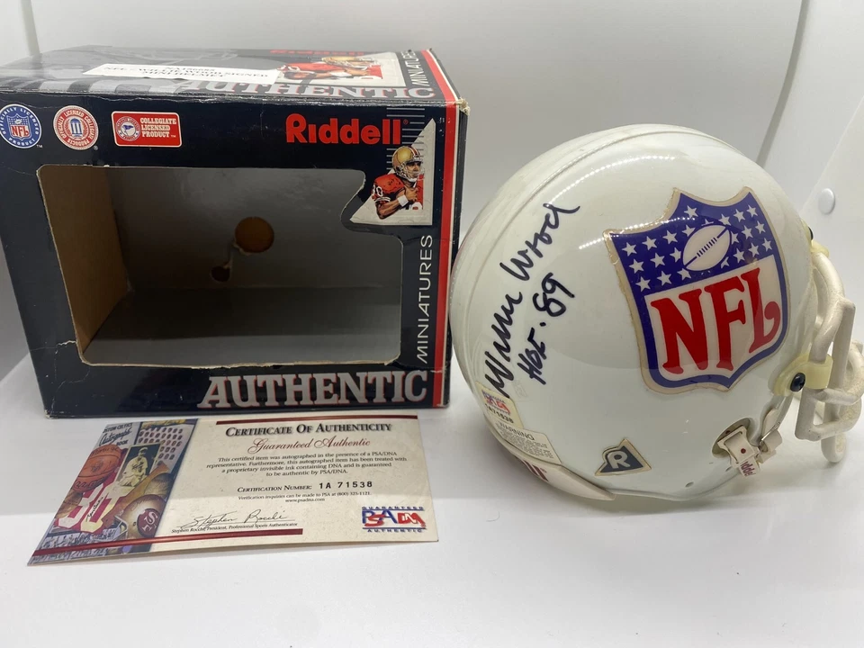 NFL Hall of Fame Signed Auto Mini Helmet WILLIE WOOD Green Bay Packers PSA COA - Image 1 of 4