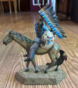 FIGURA DE METAL ESPÍRITU NATIVO AMERICANO NATIVO VINTAGE INDIO A CABALLO - Imagen 1 de 7