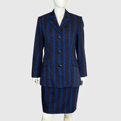 VERSACE Jeans Couture Abstract Blue Skirt Suit Vintage 00s - Imagem 1 de 4