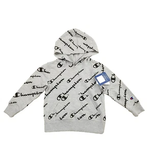 Champion Little Boys Hoodie  Sz 4 Gray All Over  Print French Terry Sweatshirt - Picture 1 of 6