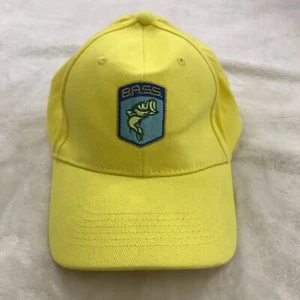 Bass Hat Adjustable Strap 100% Cotton Outdoors Fishing Yellow One Size - Picture 1 of 6