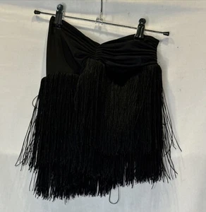 Fringe Dance Skirt Kids 10-12 Stretchy Ballroom Pleated Double Tassel Swing - Picture 1 of 8