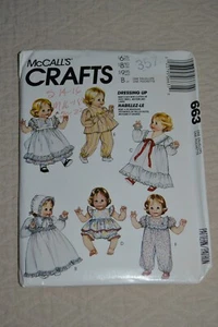 McCalls 663 sewing pattern, baby doll clothes S-M-L 12-22" tall - Picture 1 of 3