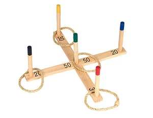 Erhard Sport Holzwurfspiel - Ringwurfspiel - Holzspiel mit Ringen