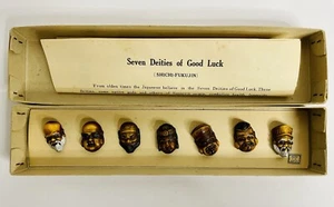 Vintage Handpainted Japanese Buttons 7 Deities of Good Luck (Shichi-Fukujin) - Picture 1 of 23