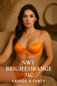 Neu mit Etikett Savage X Fenty hellorange Satin Bügel BH - Größe 34C - Bild 1 von 9