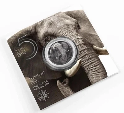 2021 South Africa Big Five (5) Elephant 1 oz Silver Coin in Blister Pack - Image 1 of 4