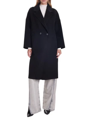 Vicolo cappotto doppiopetto lungo misto lana nero - Immagine 1 di 3