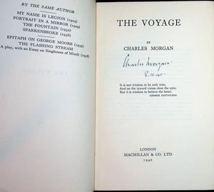 Charles Morgan / The Voyage Signed 1st 1st Edition 1940 - Imagen 1 de 4