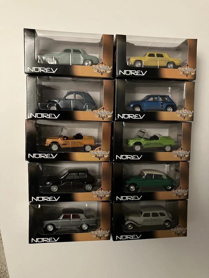 Norev mini Jet Lot De 10 Voitures En Boîte. 2CV Méhari 404 DS R8 205 Dauphine R5 - Photo 1/1