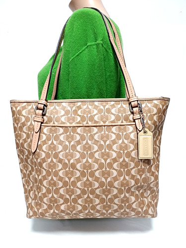 BORSA A MANO COACH PEYTON DREAM C TELA RIVESTITA MARRONE CHIARO F27350