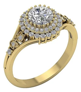 1.50 Carat Natural Diamond Solitaire Engagement Ring 14K Yellow Gold Prong Set - Picture 1 of 13