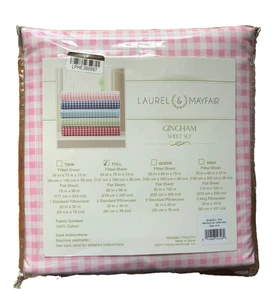 NUEVO CON ETIQUETAS Laurel & Mayfair ROSA Estampado de Guinga ALGODÓN PERCAL 4 PIEZAS Juego de Sábanas COMPLETO - Imagen 1 de 5