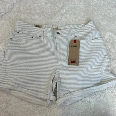 Pantalones Cortos Levi’s Denim Largo Medio Talla 33 Tiro Medio Bolsillos Informales Rayas para Mujer Foto 1 de 4