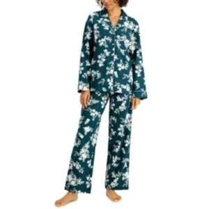 NWD Charter Club Printed Cotton Flannel Pajama Set Green S - Picture 1 of 6