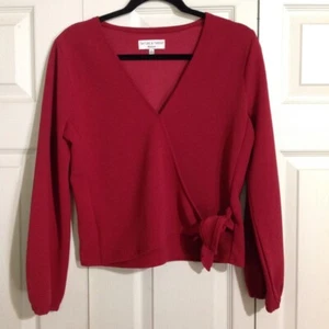 MADEWELL Texture & Thread piccolo top in crepe bordeaux marrone maniche a palloncino - Foto 1 di 10