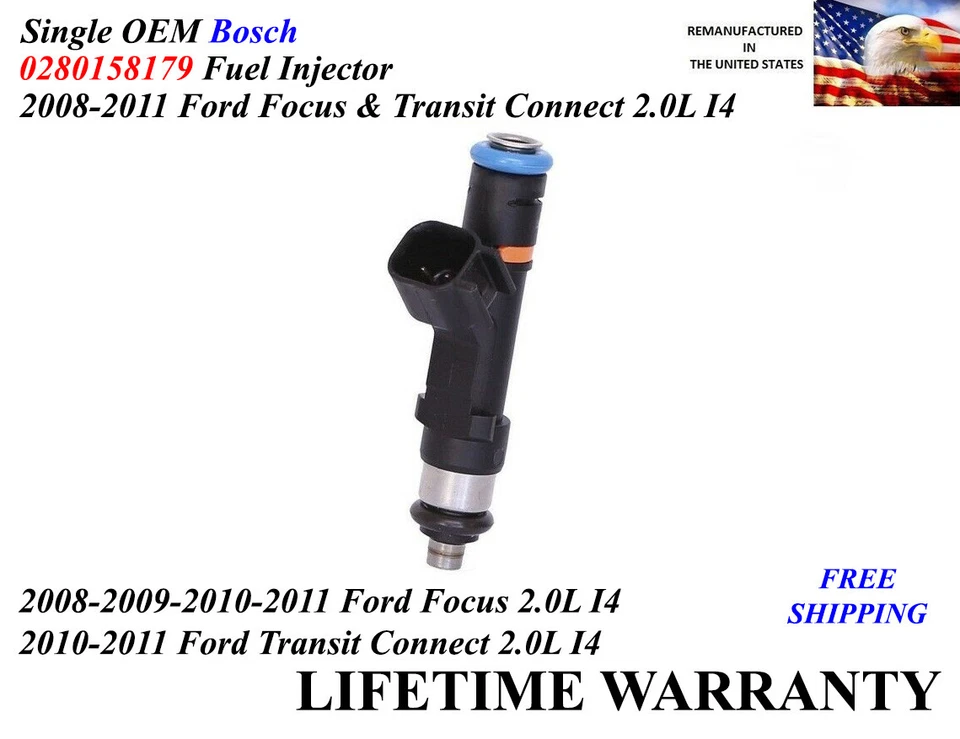 Оригинальная однотопливная форсунка Bosch для Ford Focus & Transit Connect 2,0 л 2008-2011 годов выпуска - Изображение 1 из 1