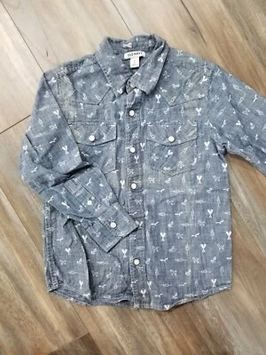 Old Navy Boys Blue Denim Shirt Snap Up Long Sleeve Size Small  EUC - Image 1 of 2