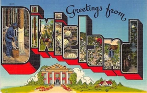 Postal EE. UU.: Saludos desde Dixieland, lino, cartas grandes, sin publicar - Imagen 1 de 2