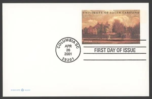 2001 US Scott# UX362 University of South Carolina 20c Postal Card FDC - Picture 1 of 1