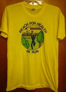 REACH FOR HEALTH lrg tee 1980s Riverside Hospital thin vtg T shirt Toledo 5K Run - Picture 1 of 2