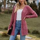Women's Brushed Cardigan Jacket Coat Knit Button Sweater Jumper Tops V Neck J