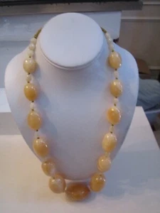 LARGE POLISHED AGATE NECKLACE - BUTTERSCOTCH COLOR - 26" - 289 GRAMS TW - BBA-31 - Picture 1 of 4