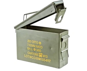 AMMO BOX CAN .30 CAL AMMUNITION BOX STEEL FULLY SEALED EX MILITARY ARMY - Picture 1 of 2