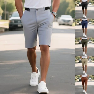 Men's Summer Solid Color Suit Shorts Men's Casual Sports Shorts - Picture 1 of 30