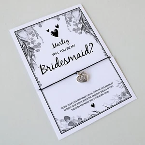 PERSONALISED Will You Be My BRIDESMAID Proposal Card | Bracelet Gift Flower Girl - Picture 1 of 23